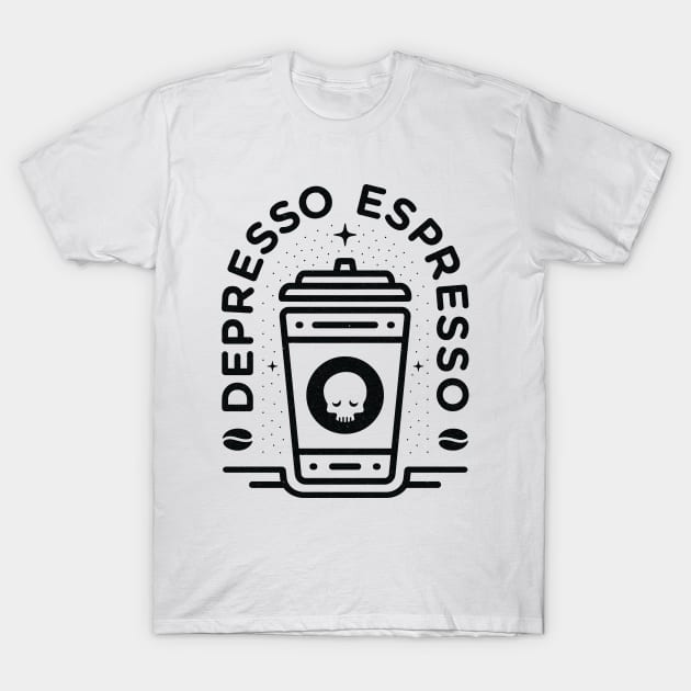 Depresso Espresso | Black On White | Large T-Shirt by Stael Clothing